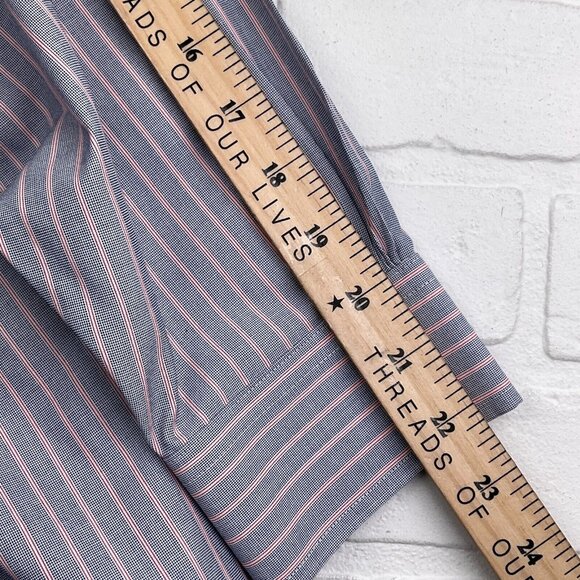 Brooks Brothers‎ Shirt Mens 16.5 32 Black Red Regent Pinstripe OCBD Preppy - Picture 6 of 11